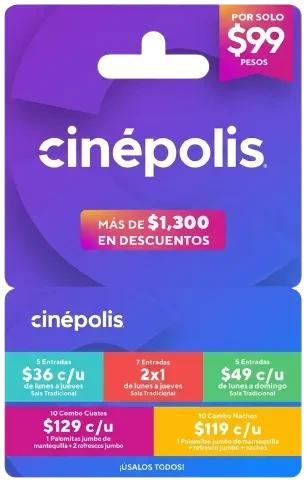 Tarjeta de Regalo $99 Cinepolis