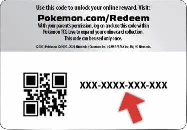 Tarjeta de código Pokémon TCG Live sin usar
